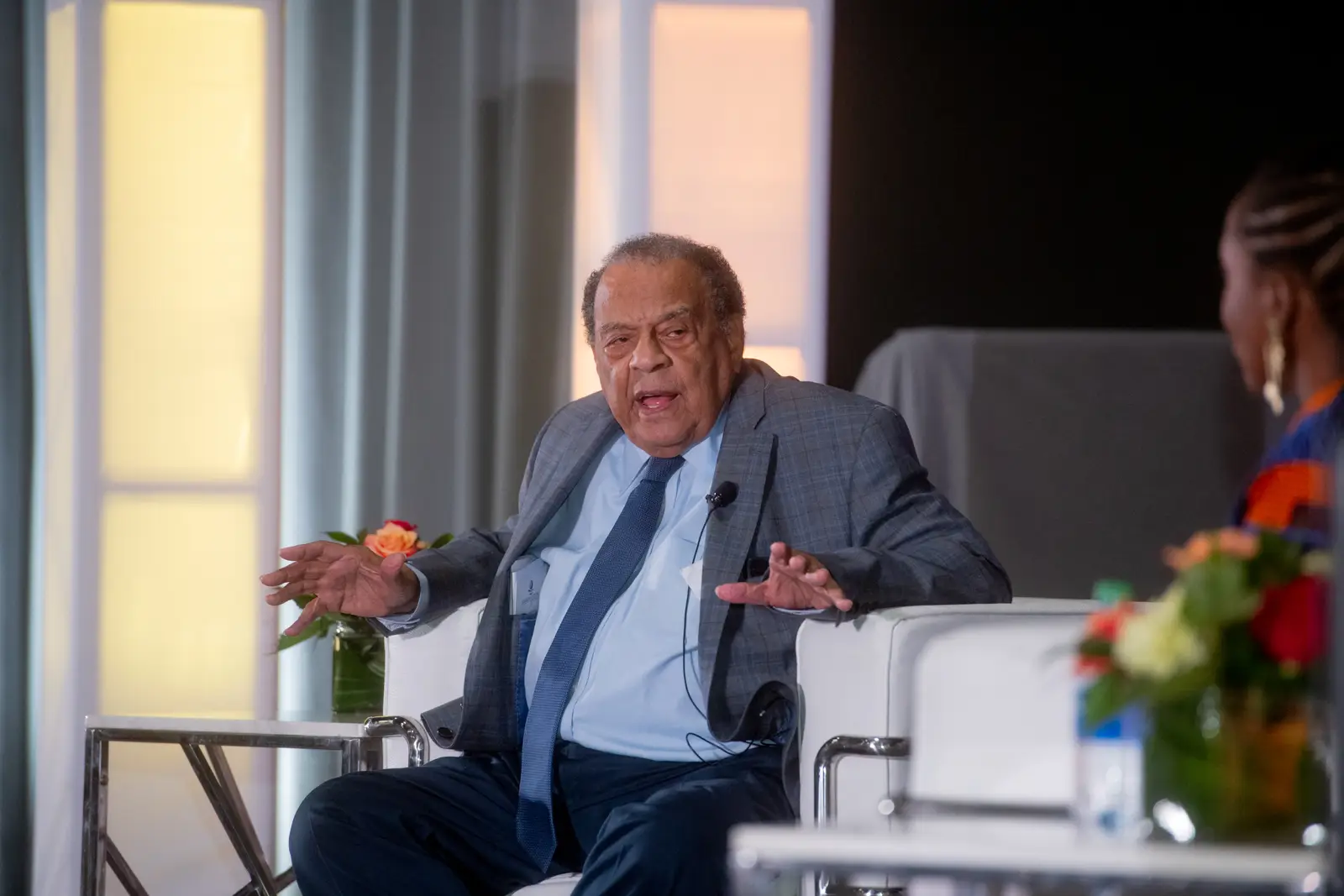 Ambassador Andrew Young speaking at the Speakers Series at Gas South District