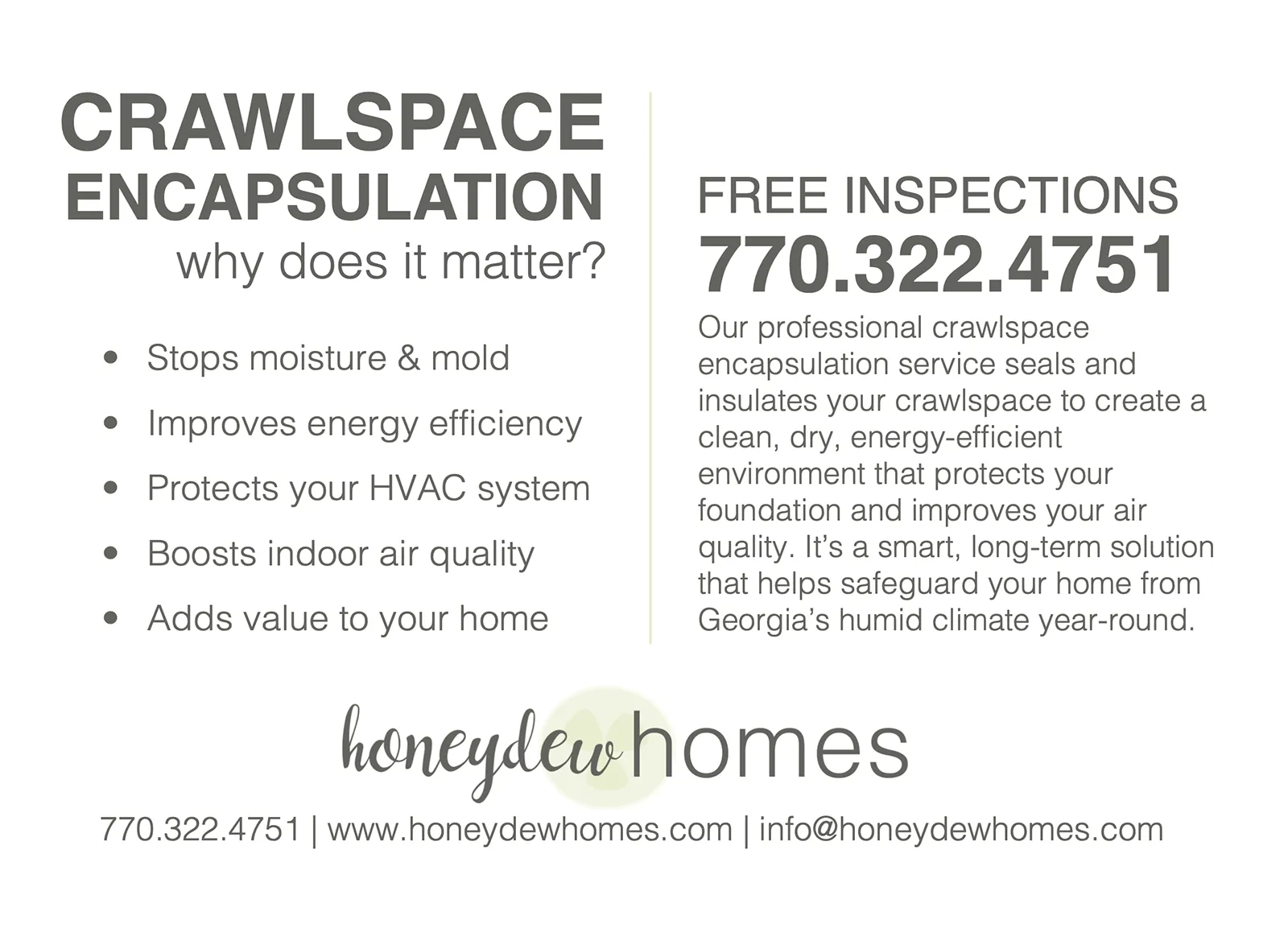 Honeydew Homes postcard back
